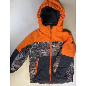 Snozu Gray & Orange Children's Puffer Jacket With Removable Hood Sz 6T Cond